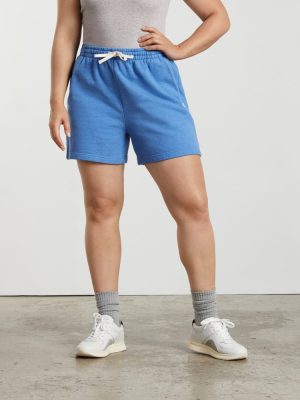 The Track Long Sweatshort | Heathered Denim