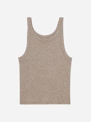 The Pima Micro-Rib Short Tank | Heathered Burnt Sugar