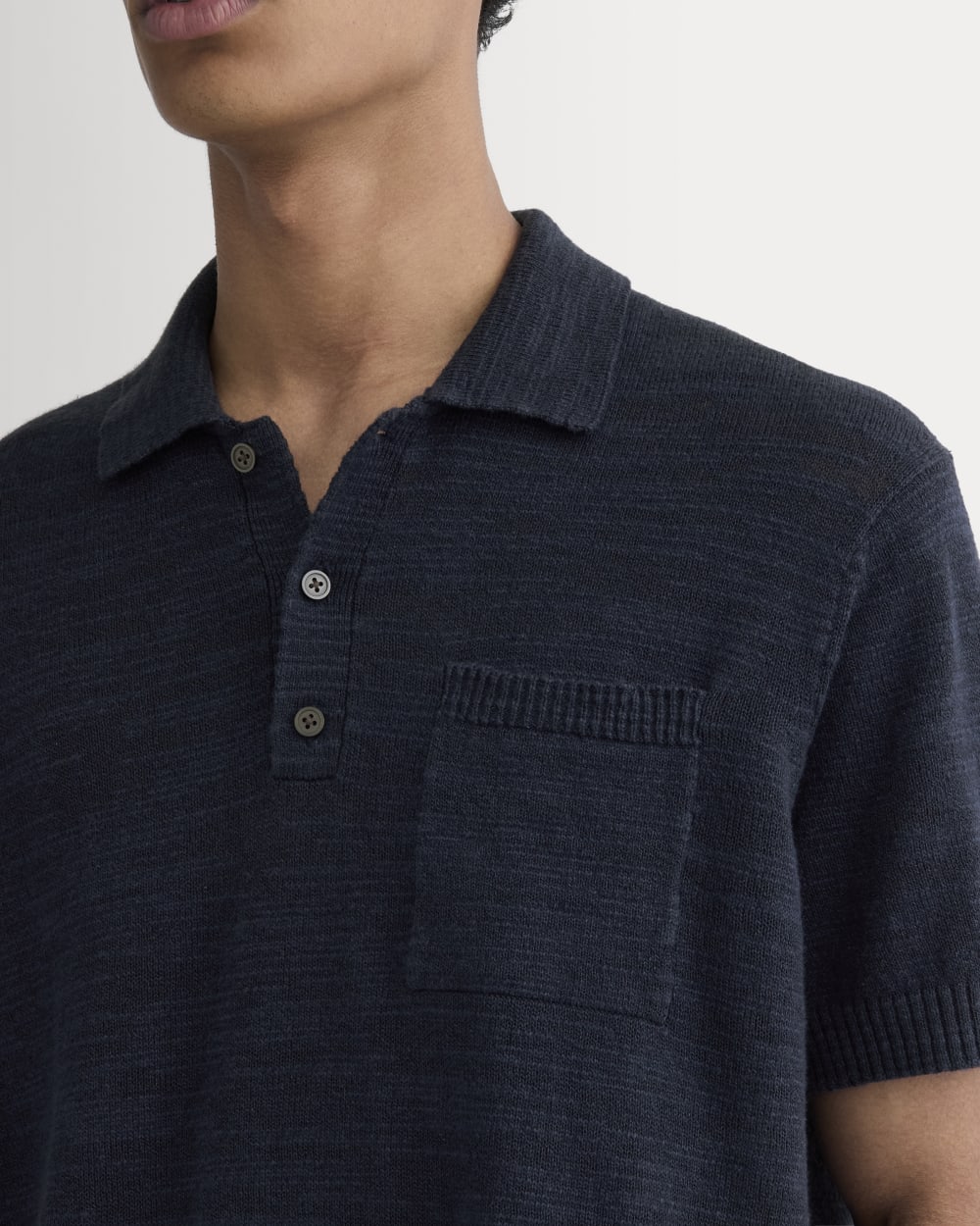 The Cotton Linen Polo | Navy - Image 4
