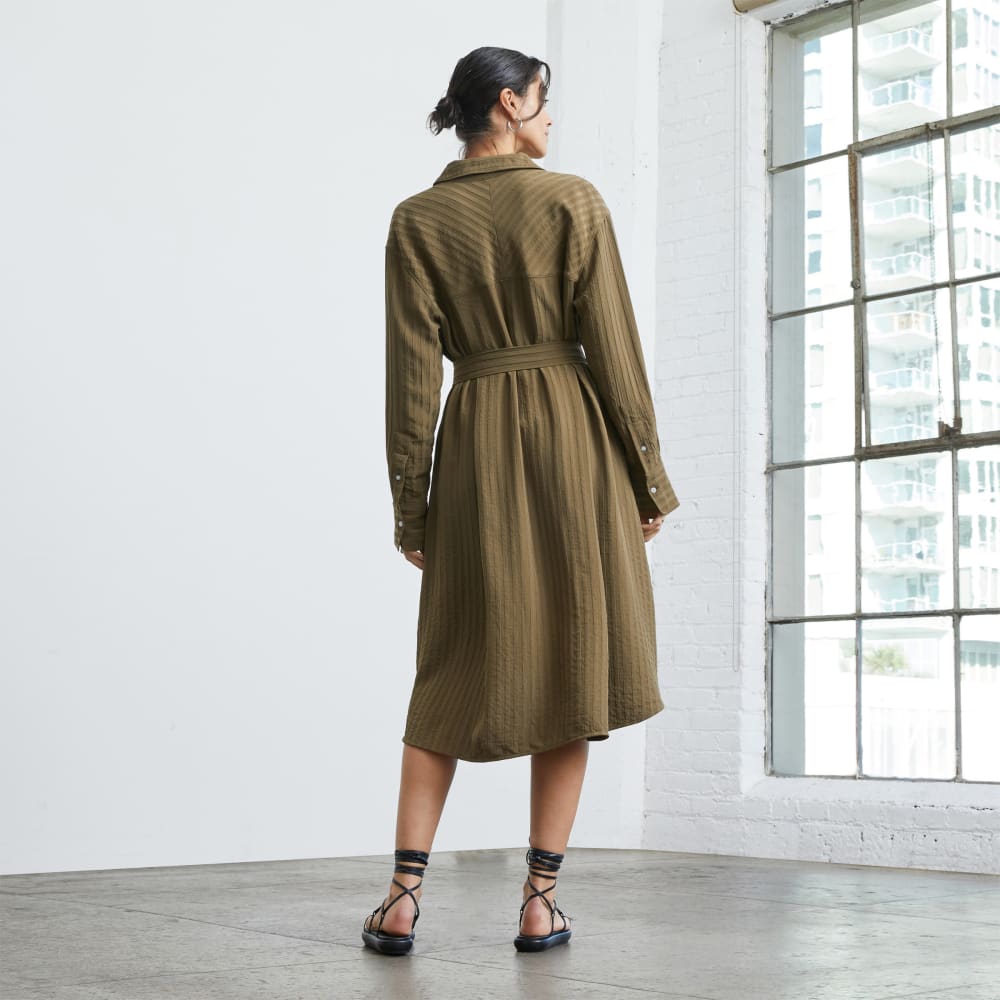 The City Stripe Draped Shirt Dress | Beech - Image 3