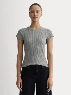 The Cozy Rib Tee | Mid Heather Grey