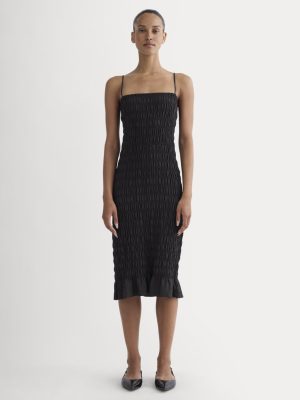 The Smocked Column Dress | Black