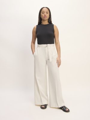 The Pleated Wide-Leg Chino | Bone