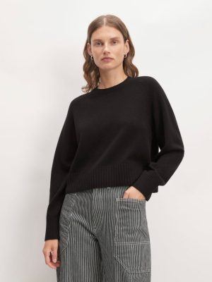 The Boxy Crew in Cashmere | Black