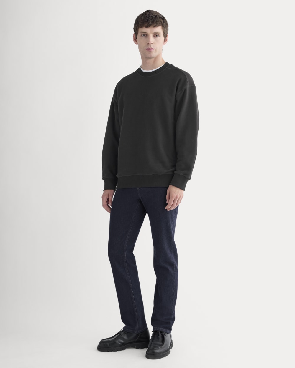 Twill Terry Jacquard Crew Sweatshirt | Black - Image 3