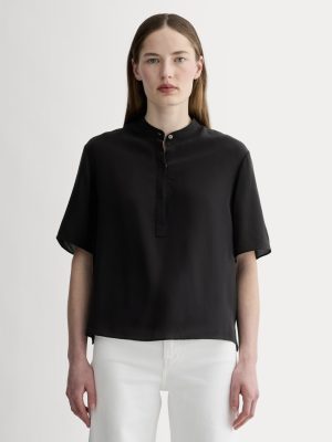 The Popover Top in Washable Silk | Black