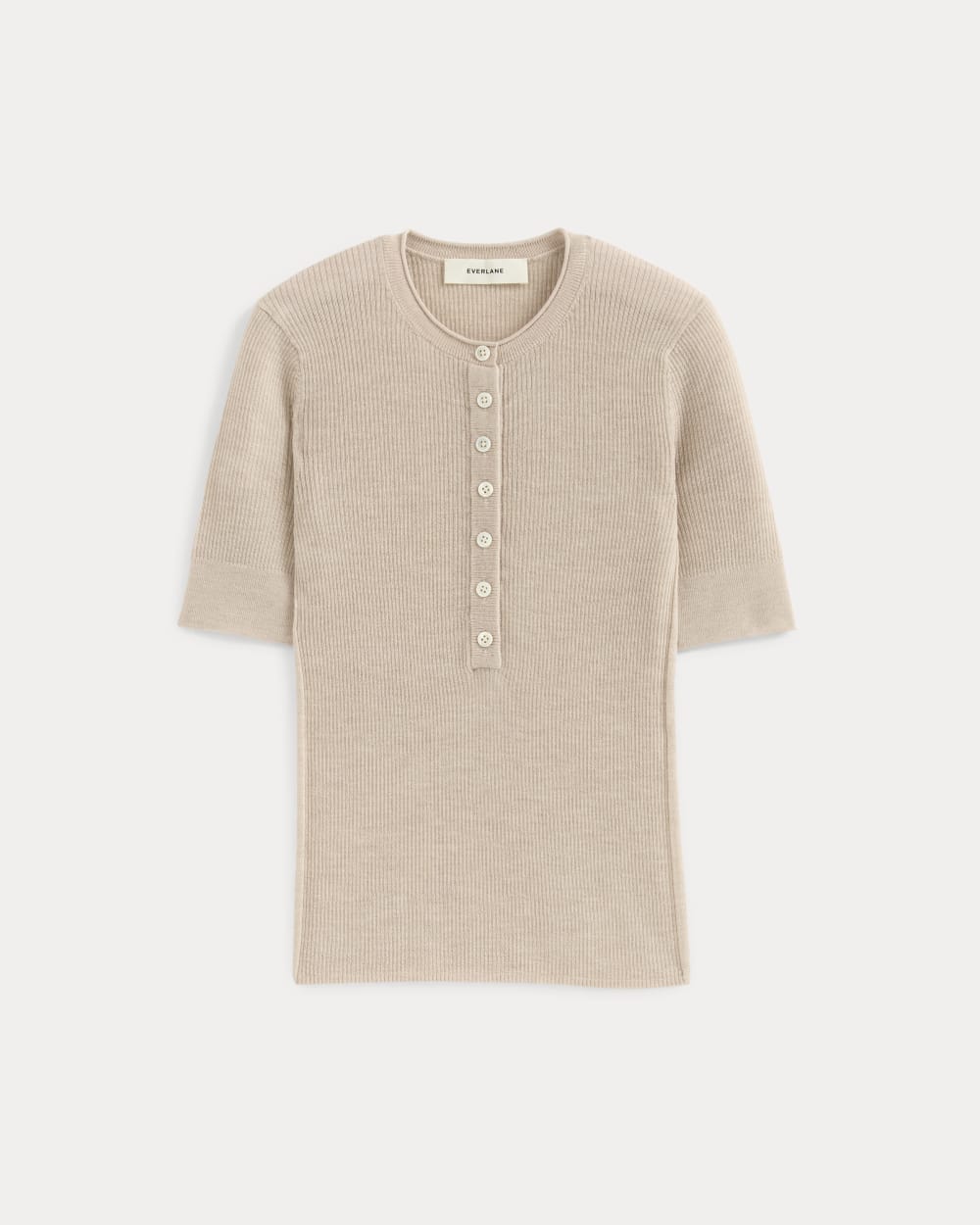 The Short-Sleeve Henley in Ultrasoft Merino | Pale Blush - Image 2