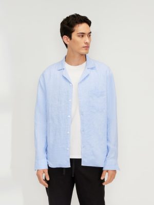 The Relaxed Linen Long-Sleeve Shirt | Light Blue