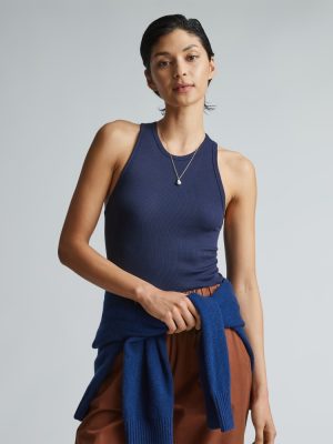 The Luxe Rib Racerback Tank | Navy