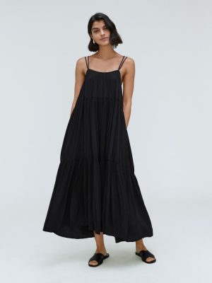 The Naia? Ripple Tiered Maxi Dress | Black