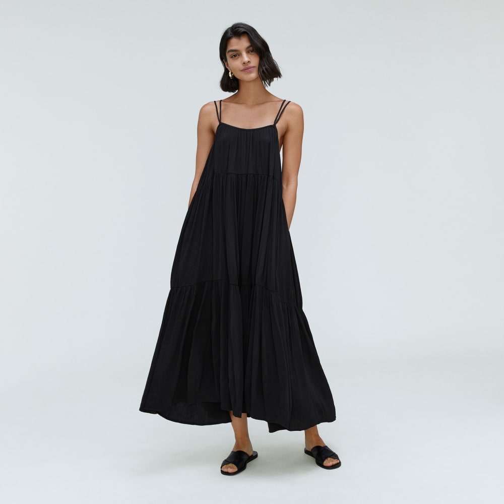 The Naia? Ripple Tiered Maxi Dress | Black