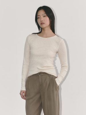 The Luxe Rib Long-Sleeve Crew | Heathered Oat