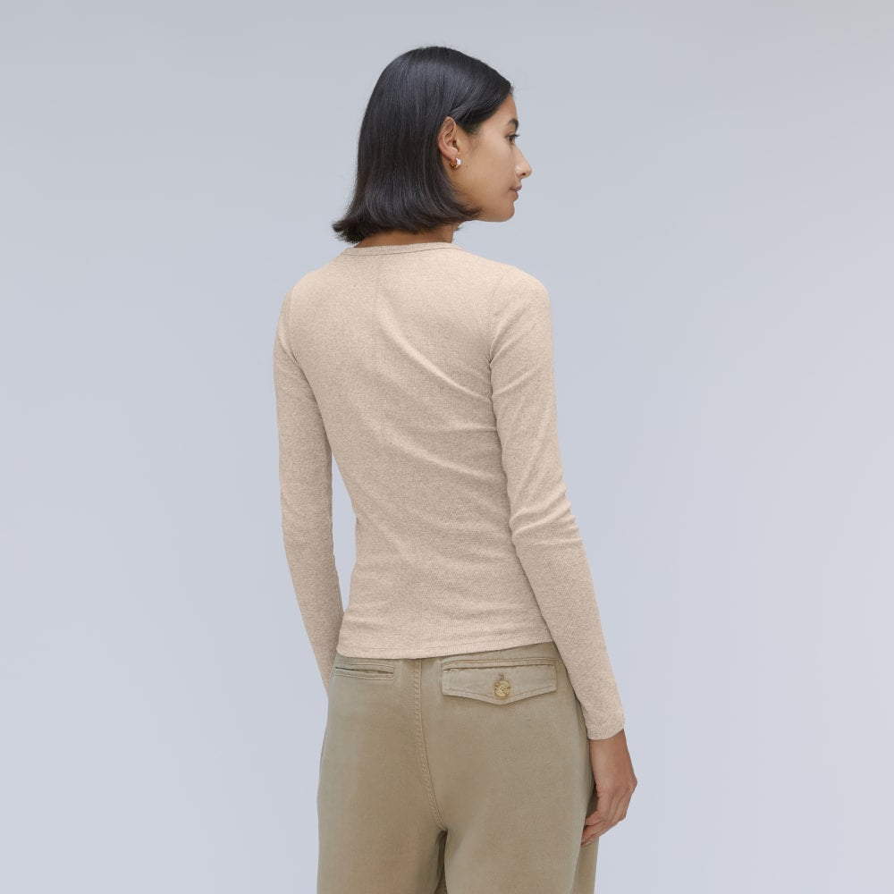 The Luxe Rib Long-Sleeve Crew | Heathered Meringue - Image 3