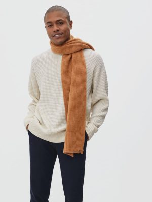 The Felted Merino Waffle-Knit Scarf | Deep Camel