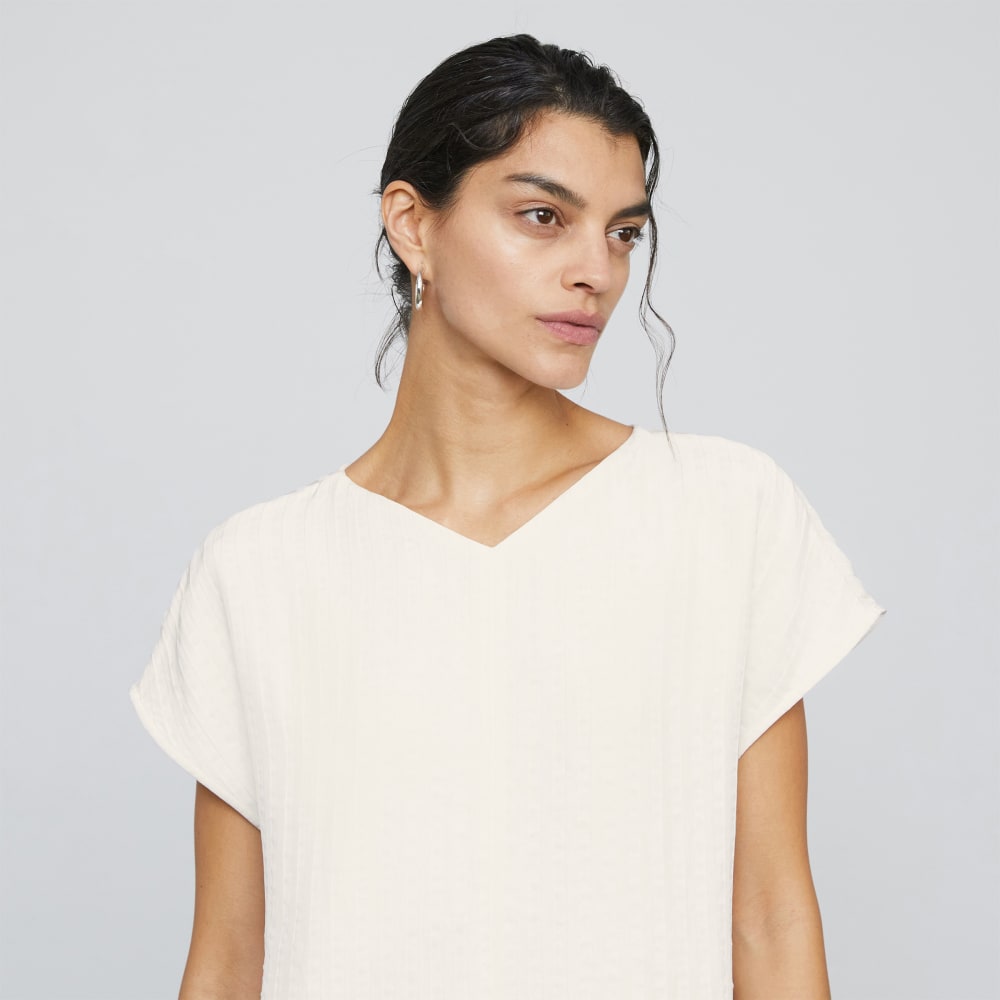 The City Stripe V-Neck Top | Bone - Image 4