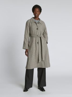 The Italian ReWool? Trench | Pewter Houndstooth