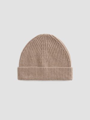 The Cashmere Fine Rib Beanie | Heathered Woodsmoke