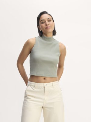 The Ribbed Mockneck Tank | Sage Green