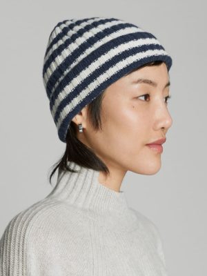 The Cashmere Beanie | Bright Navy / Bone