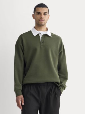 Luxe Fleece Rugby Polo | Dark Forest