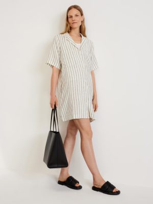 The Linen Workwear Dress | Black / Canvas Tan