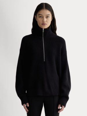The Half-Zip in Everyday Cotton | Black