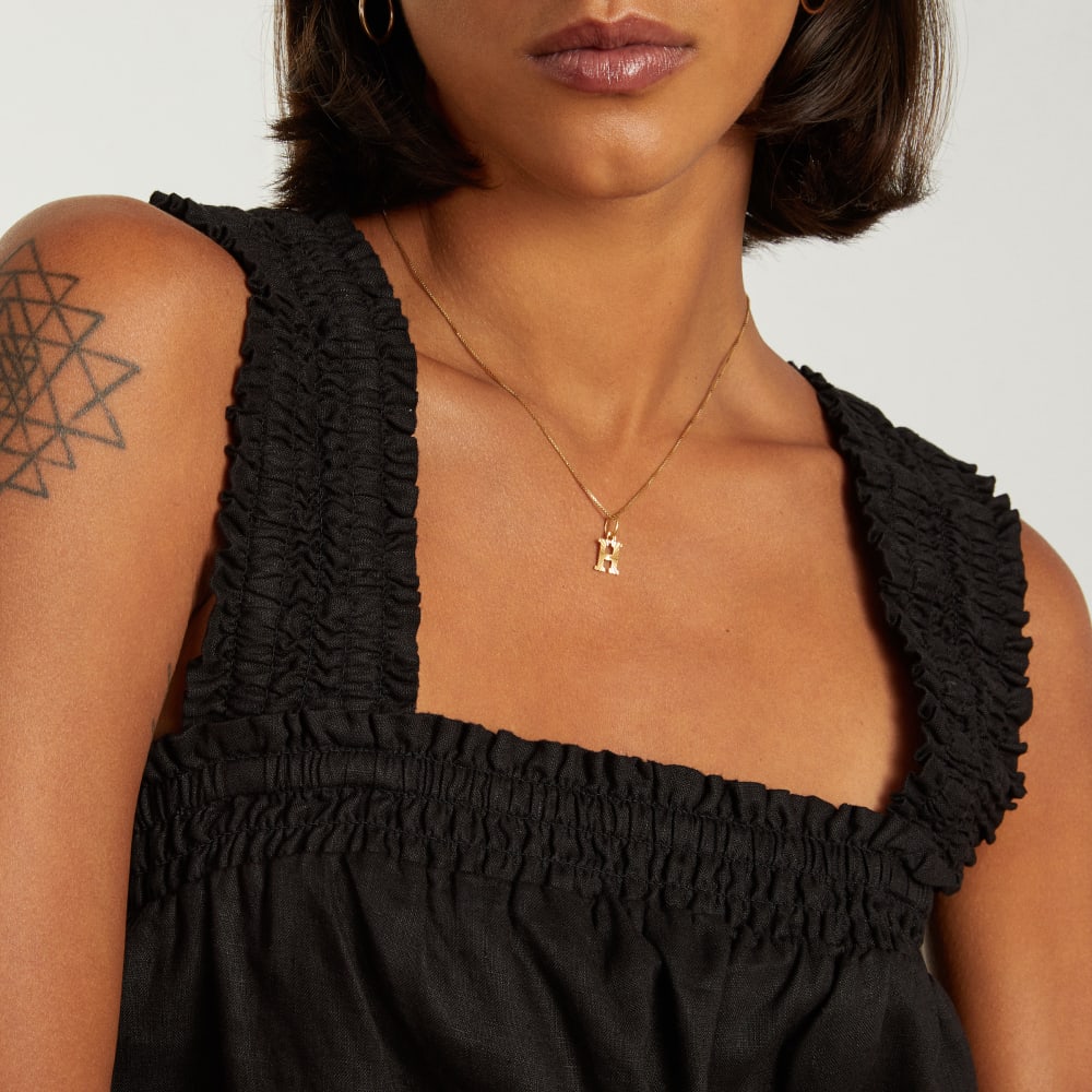 The Smocked Linen Cami | Black - Image 6