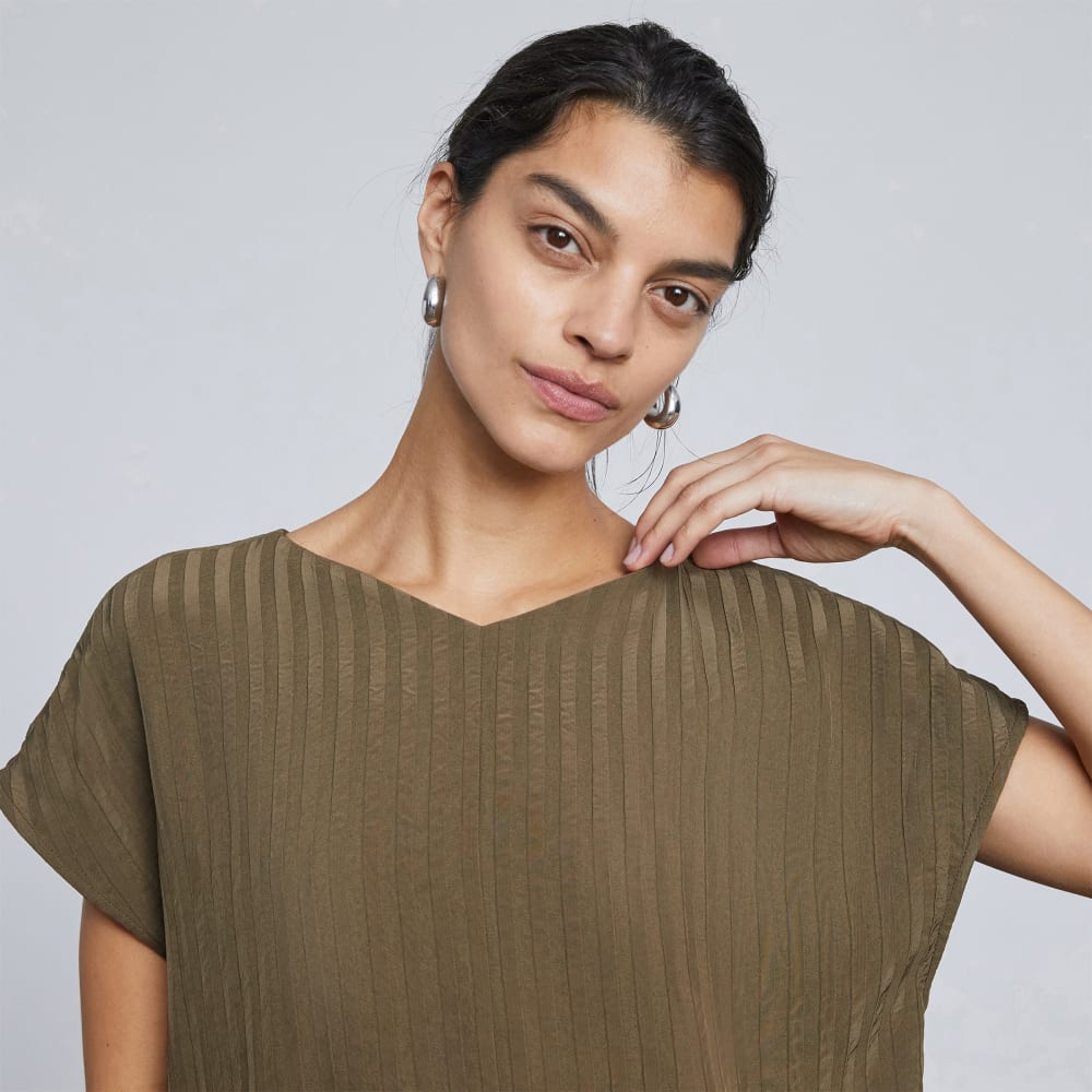 The City Stripe V-Neck Top | Beech - Image 4