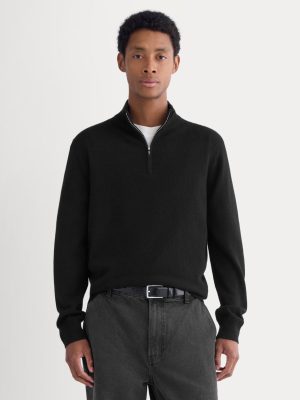 Cashmere Quarter Zip Sweater | Black