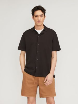 The Pique Short-Sleeve Shirt | Black