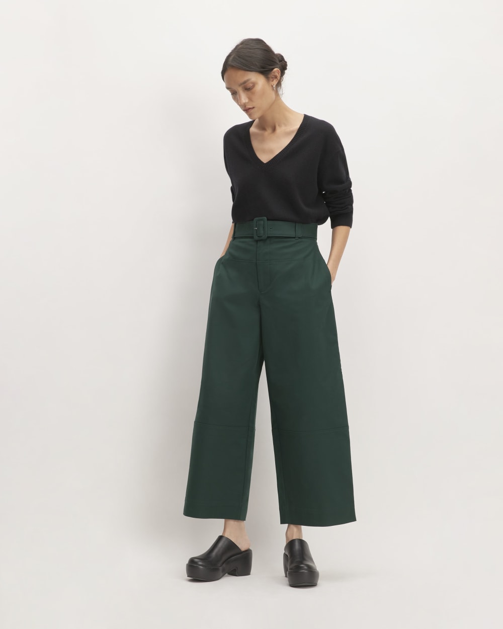 The Structured Cotton Belted Pant | Scarab - Image 3