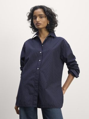 The Supima? Cotton Boyfriend Shirt | Navy / White
