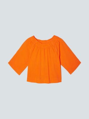 The Seersucker Gathered Tee | Bright Orange