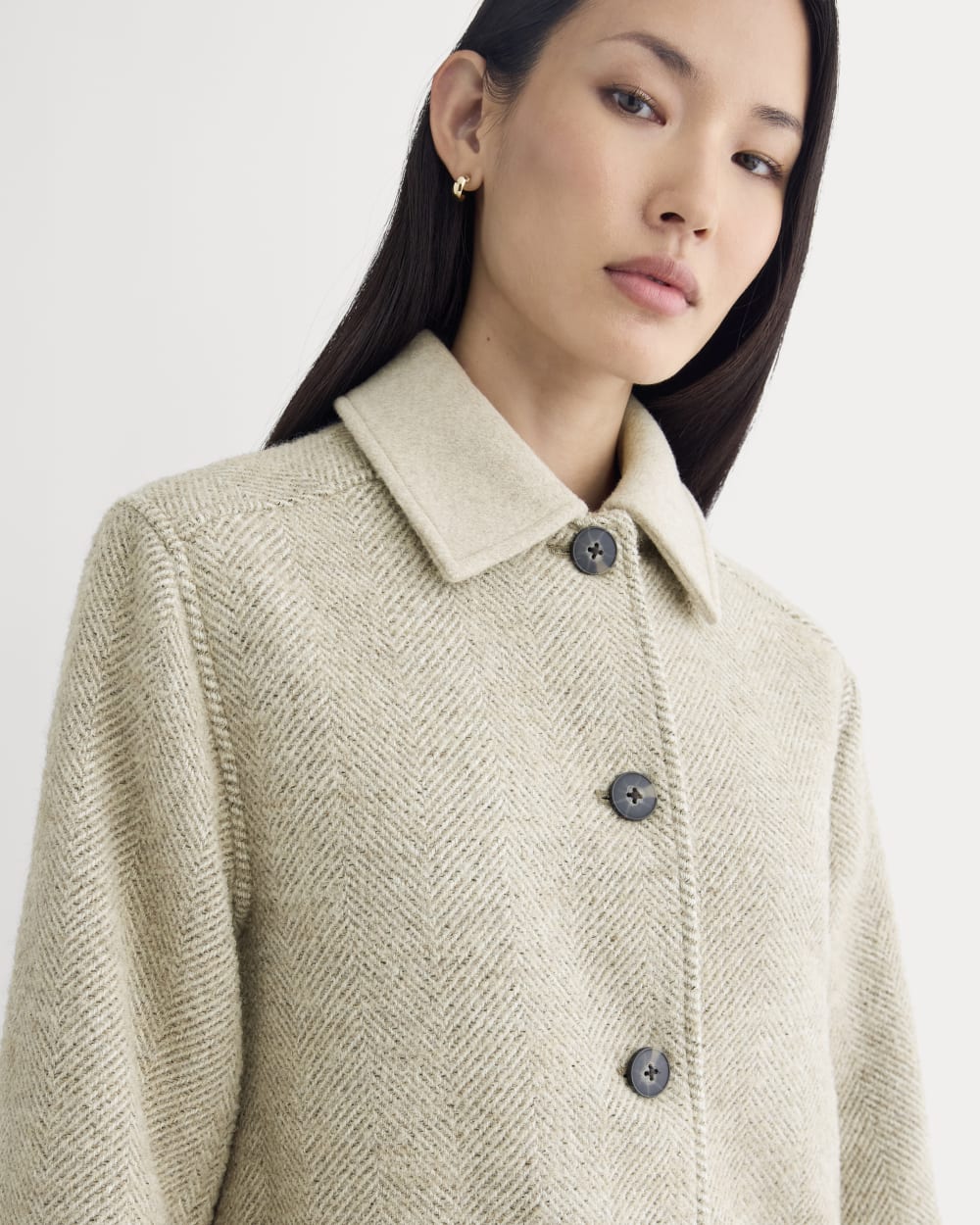 Italian Car Coat | Taupe Herringbone - Image 4