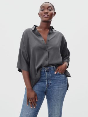 The Drapey Square Shirt | Slate Grey