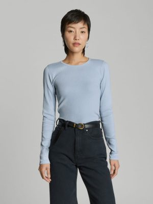 The Pima Micro-Rib Long-Sleeve Crew | Mist