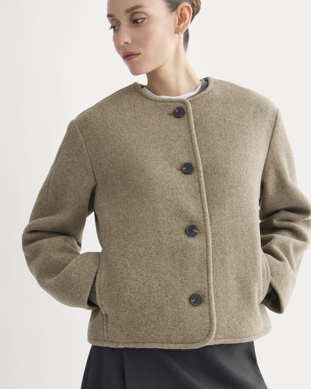 The Cocoon Coat in Wool | Heather Taupe - Image 4