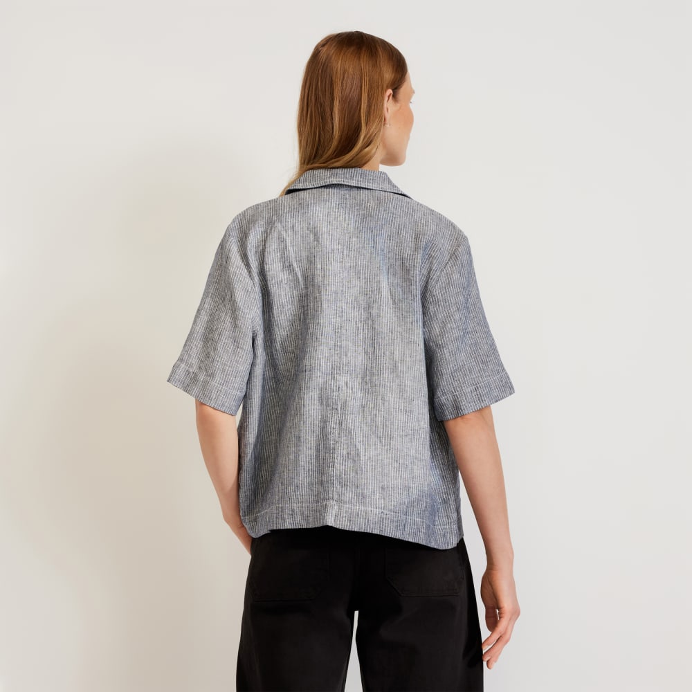 The Linen Workwear Shirt | Canvas Tan / Navy - Image 3