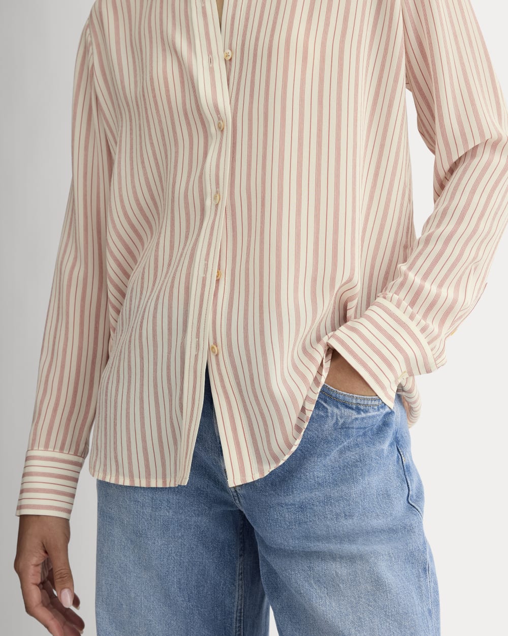 The Must-Have Shirt in Washable Silk | Bone / Dusky Rose - Image 4