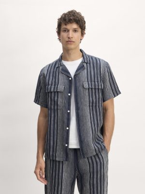 The Resort Shirt in Linen | Navy / Bone