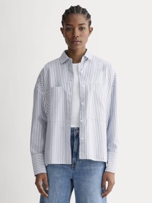 The Boxy Oxford | Bone / Mazarine Blue