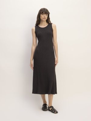 The Rib-Knit A-Line Tank Dress | Black