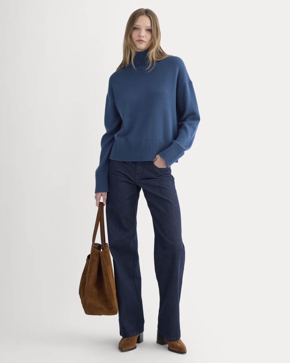 The Boxy Turtleneck in Everyday Cotton | Deep Lazuli Blue - Image 3