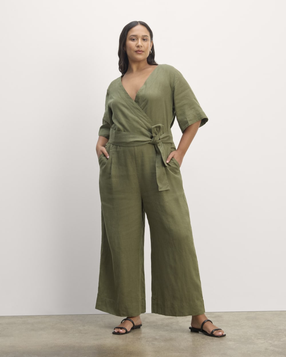 The Wrap Jumpsuit in Linen | Kalamata