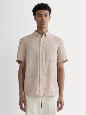 The Classic Short-Sleeve Shirt in Linen | Burlwood Chambray