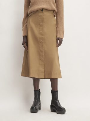 The Structured Cotton A-Line Skirt | Toasted Coconut