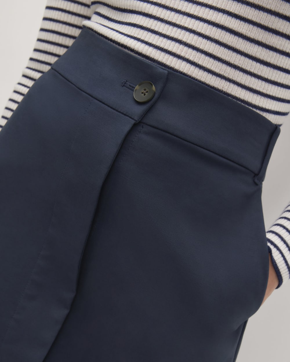 The Structured Cotton A-Line Skirt | Navy - Image 4