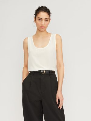 The Scoop Tank in Washable Silk | Off-White