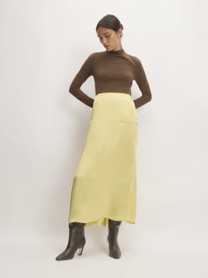The Hammered Satin Slip Skirt | Raffia