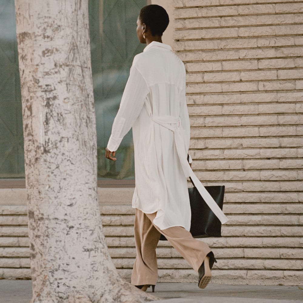 The City Stripe Draped Shirt Dress | Bone - Image 8